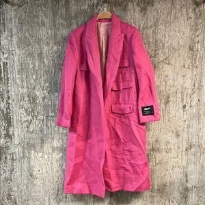 NMOR Women's Long Wool Blend Coat Size M in Pink